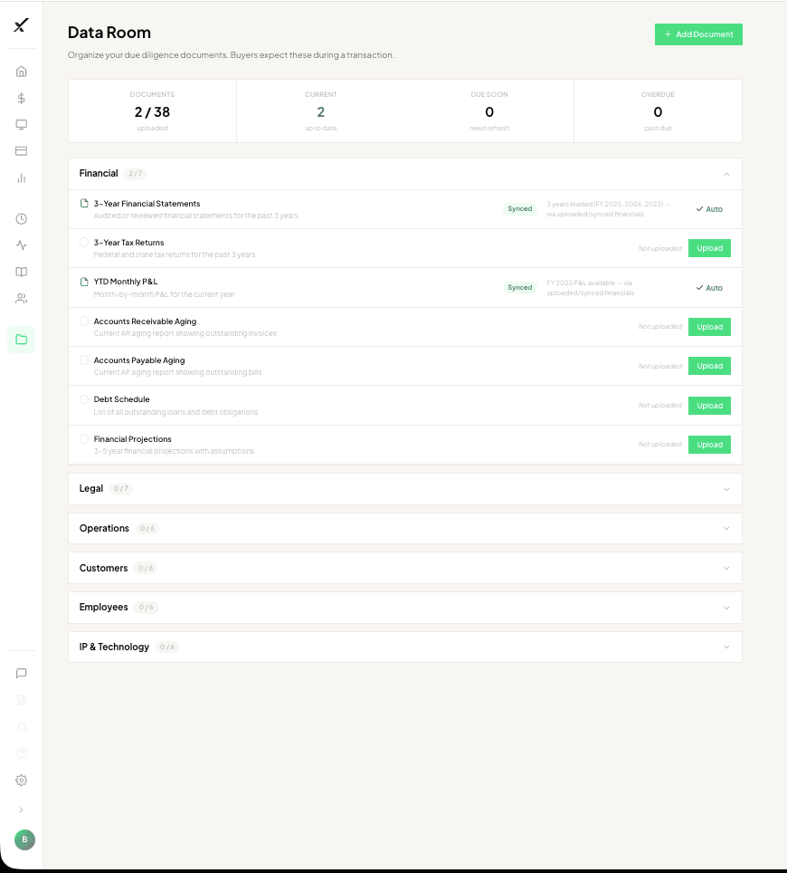 Virtual data room for deal preparation